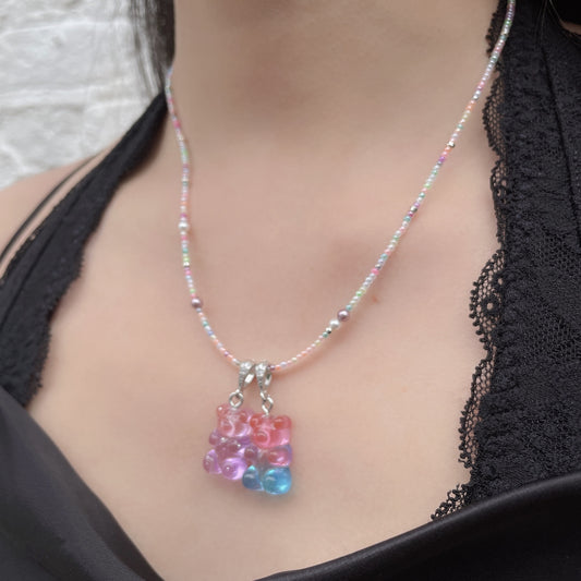 Duotone Gummy Bear Beads Necklace