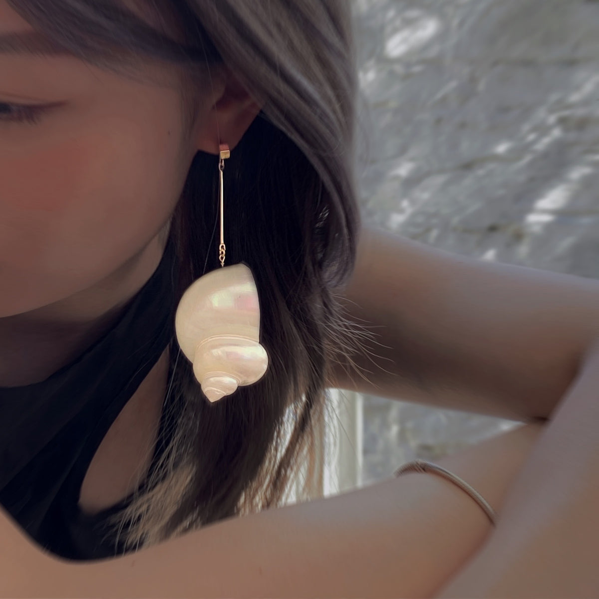 Moonlit Conch Earrings by NINEMOO – detail view