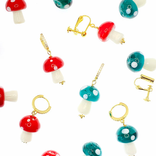 Mushrooms Hoops Earring &Ear Clips by NINEMOO – product image