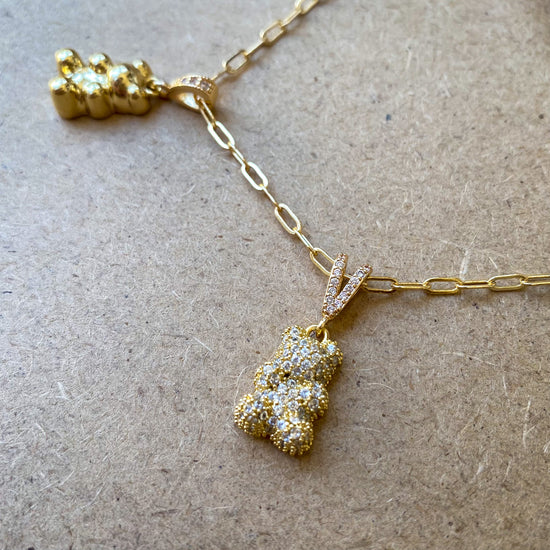 Zirconia Bear Necklace - Double Pendant by NINEMOO – product view 5