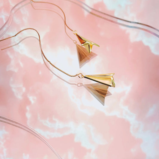 14k Paper Airplane Earrings