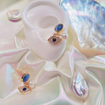 18k Pearl Opal Earrings