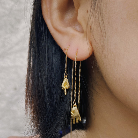 Gesture Earrings - silver and gold