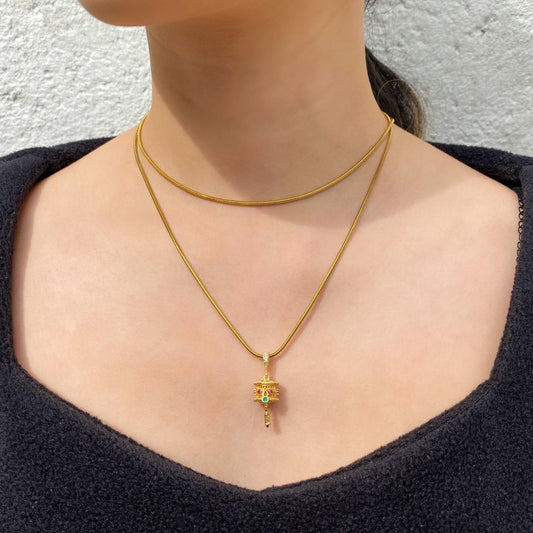 18k Gold Snake Bone Chain Necklace
